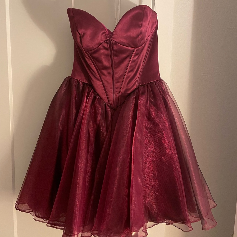 Sherri Hill Corset Dress Size 4 Burgundy
